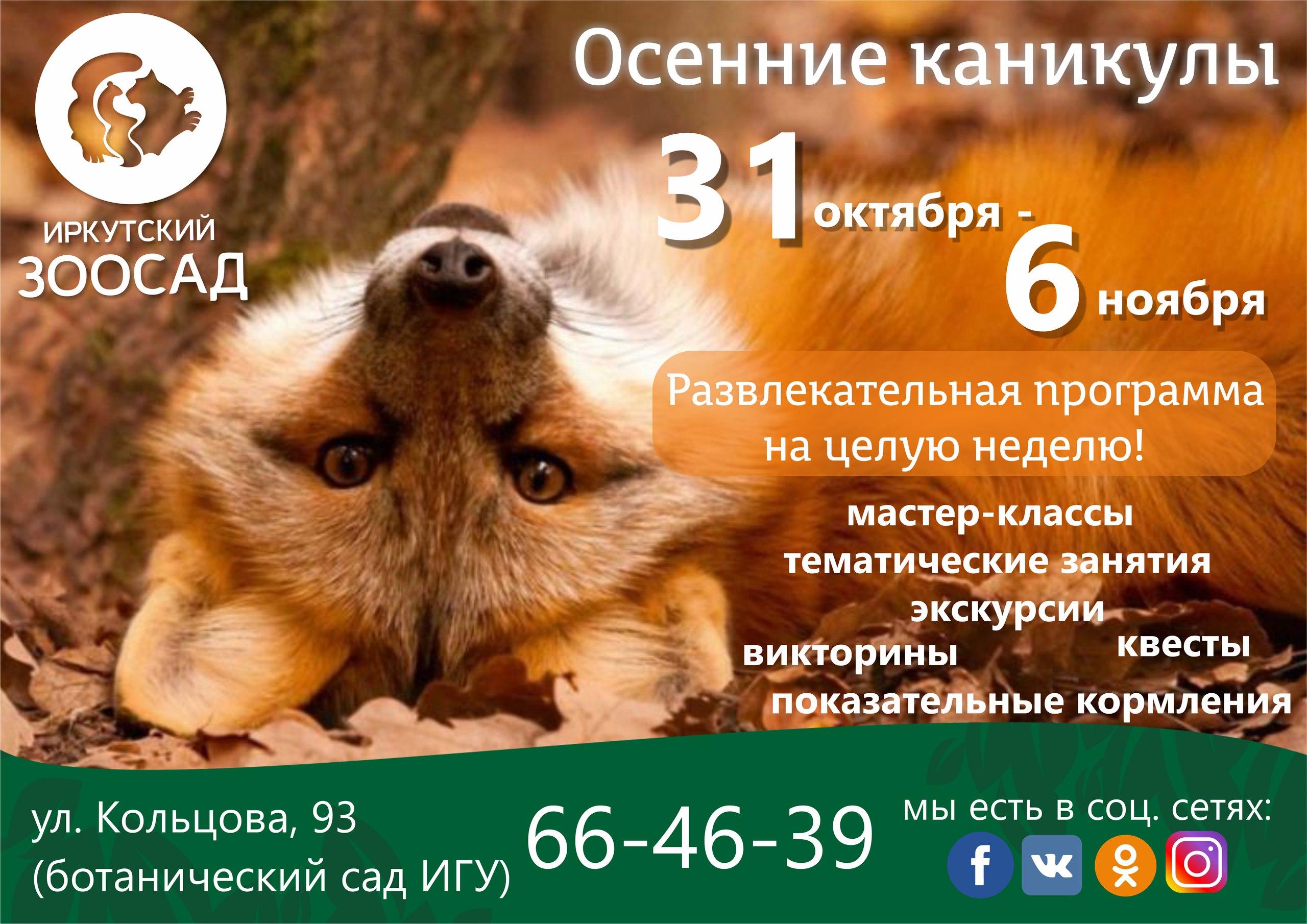 Иркутский зоосад приглашает на "Осенние каникулы"
