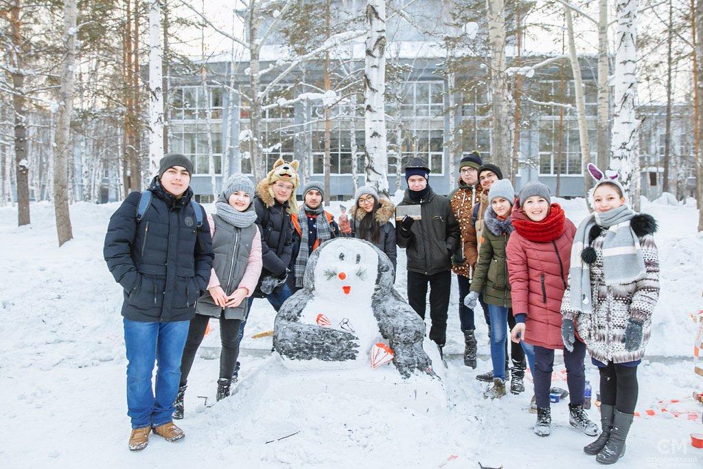 Иркутские студенты слепили из снега нерпенка, самолет и кубик Рубика