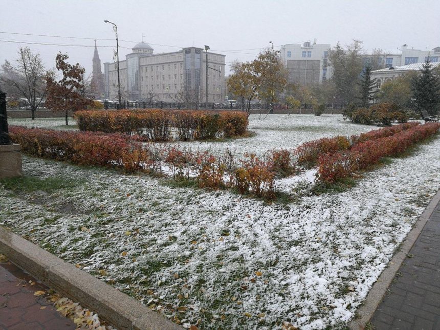 Первый снег в Иркутске