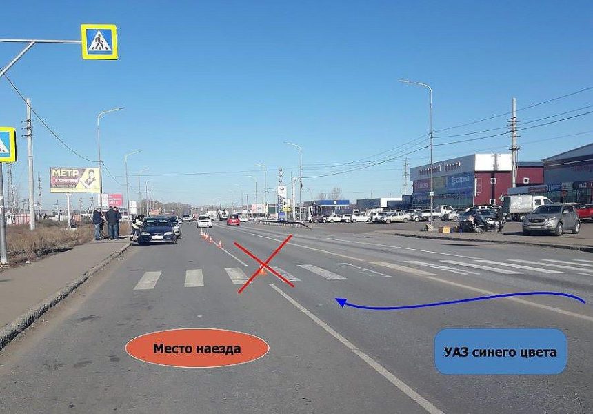 Водитель УАЗ сбил мужчину на пешеходном переходе в Хомутово