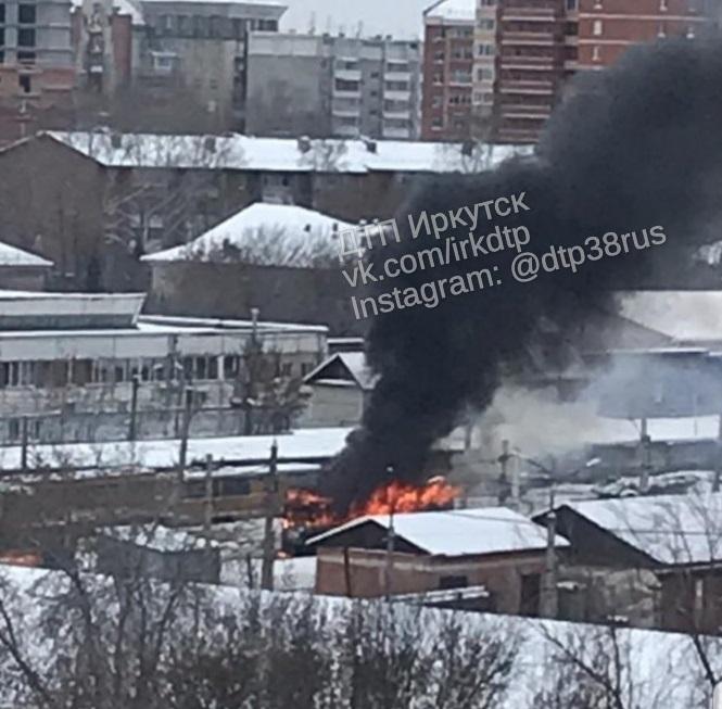 Трамвай горел в Иркутске 1 января