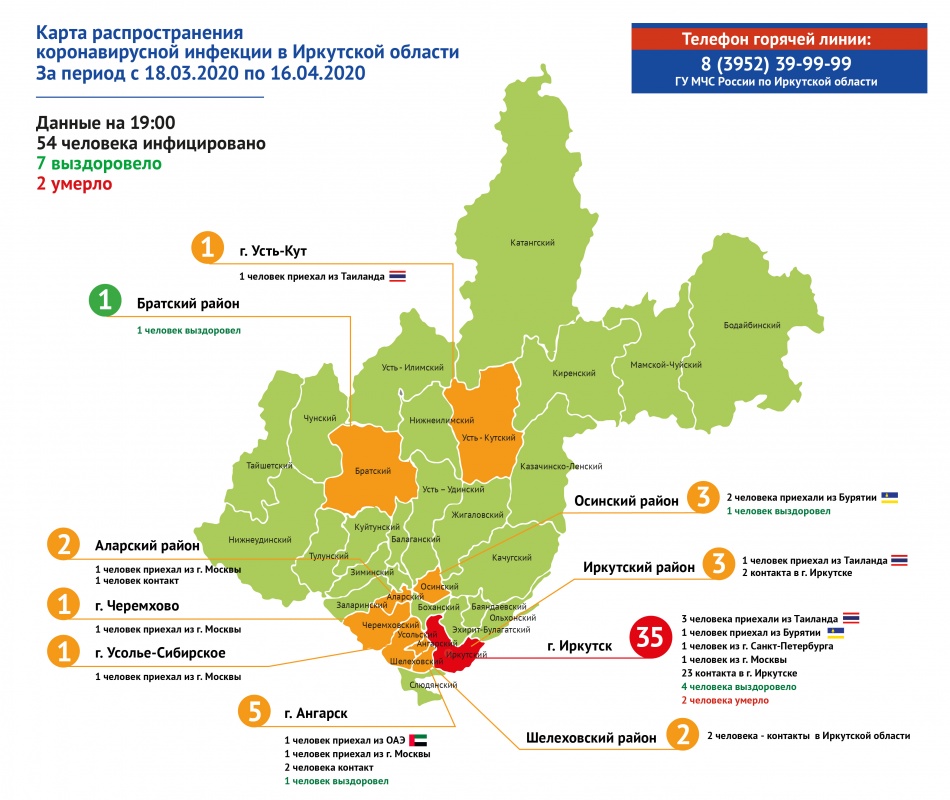 Коронавирус зарегистрирован уже в десяти районах Иркутской области