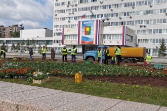 Цветы высаживают на улицах Братска
