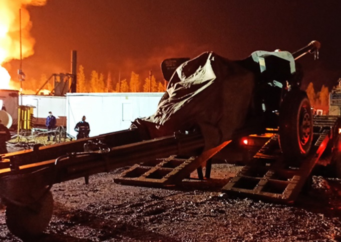 Видео и фото тушения пожара на нефтяной скважине в Усть-Кутском районе