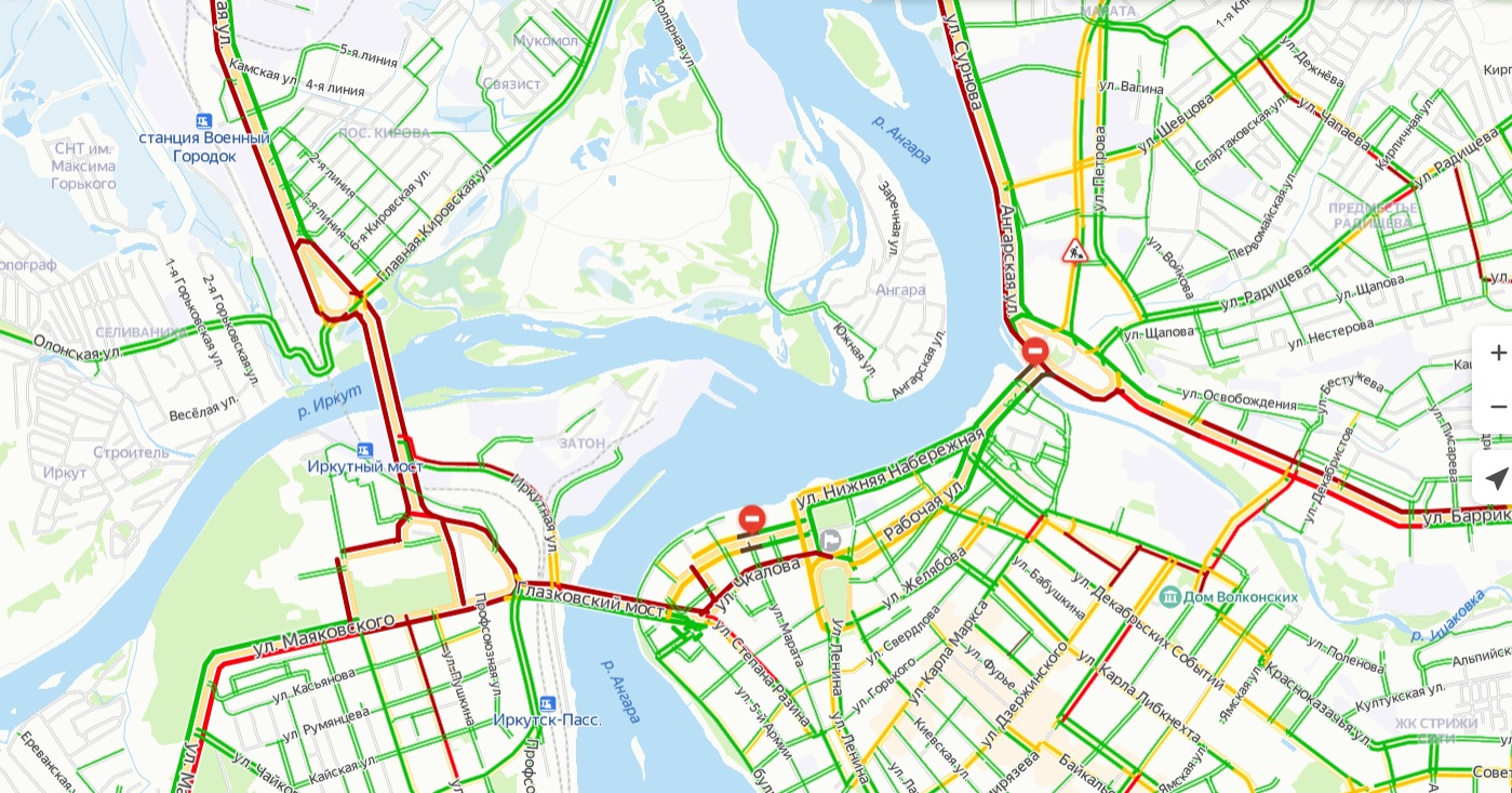 Карта пробок иркутск сейчас