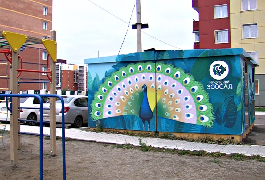Граффити с рисунками зверей Иркутского зоосада появились в Ново-Ленино