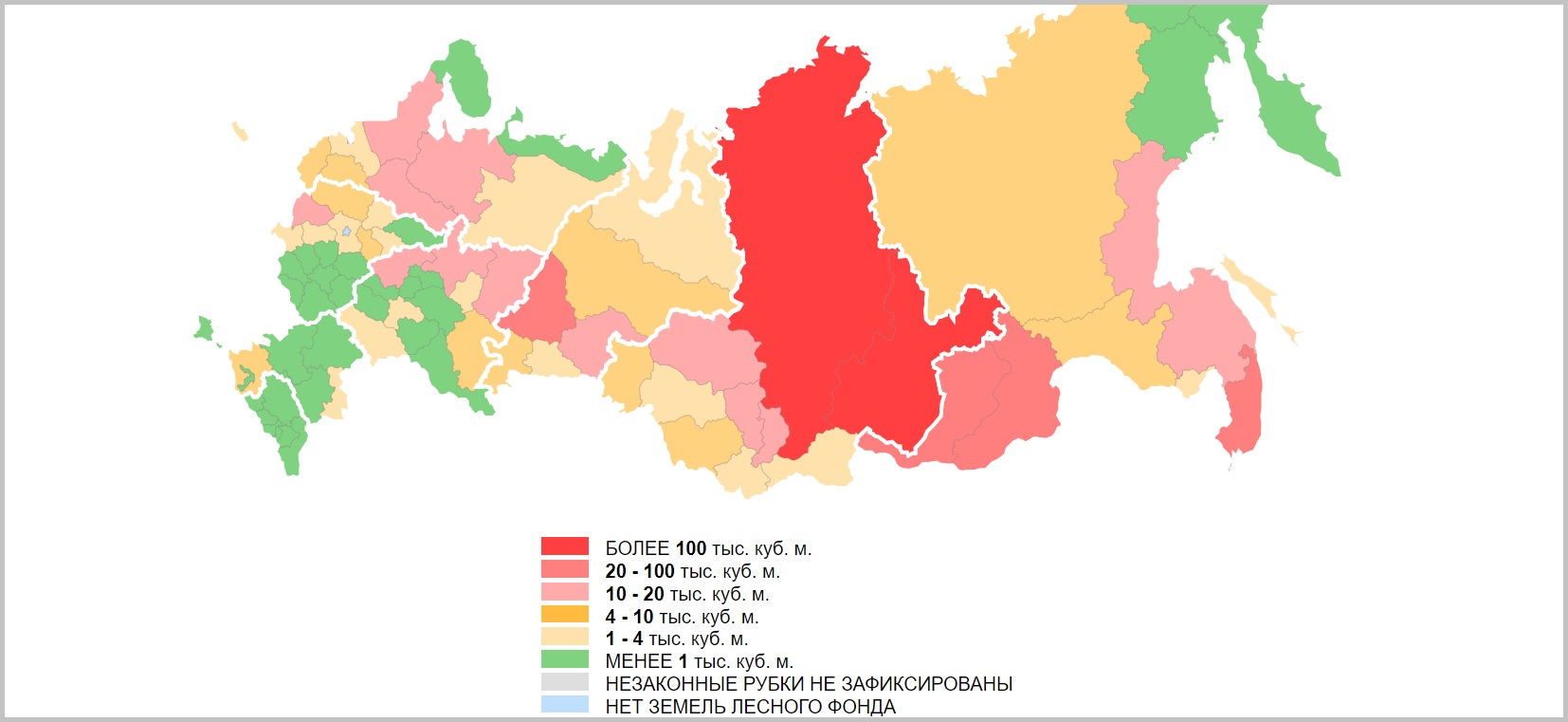 Количество незаконных рубок в России