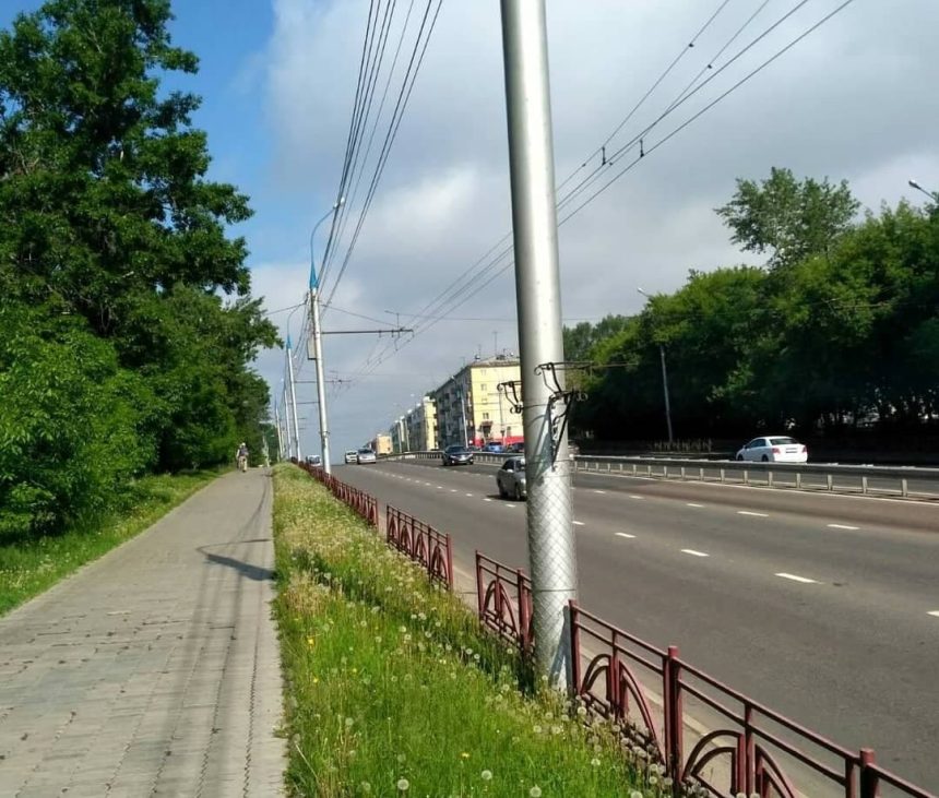 С опор освещения на улице Байкальской в Иркутске украли цветочные вазоны
