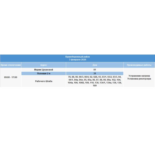 В ряде домов Иркутска временно отключат электричество 3 февраля
