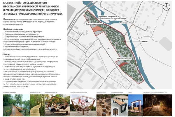 Береговая территория реки Ушаковка лидирует в голосовании на выбор объекта для благоустройства