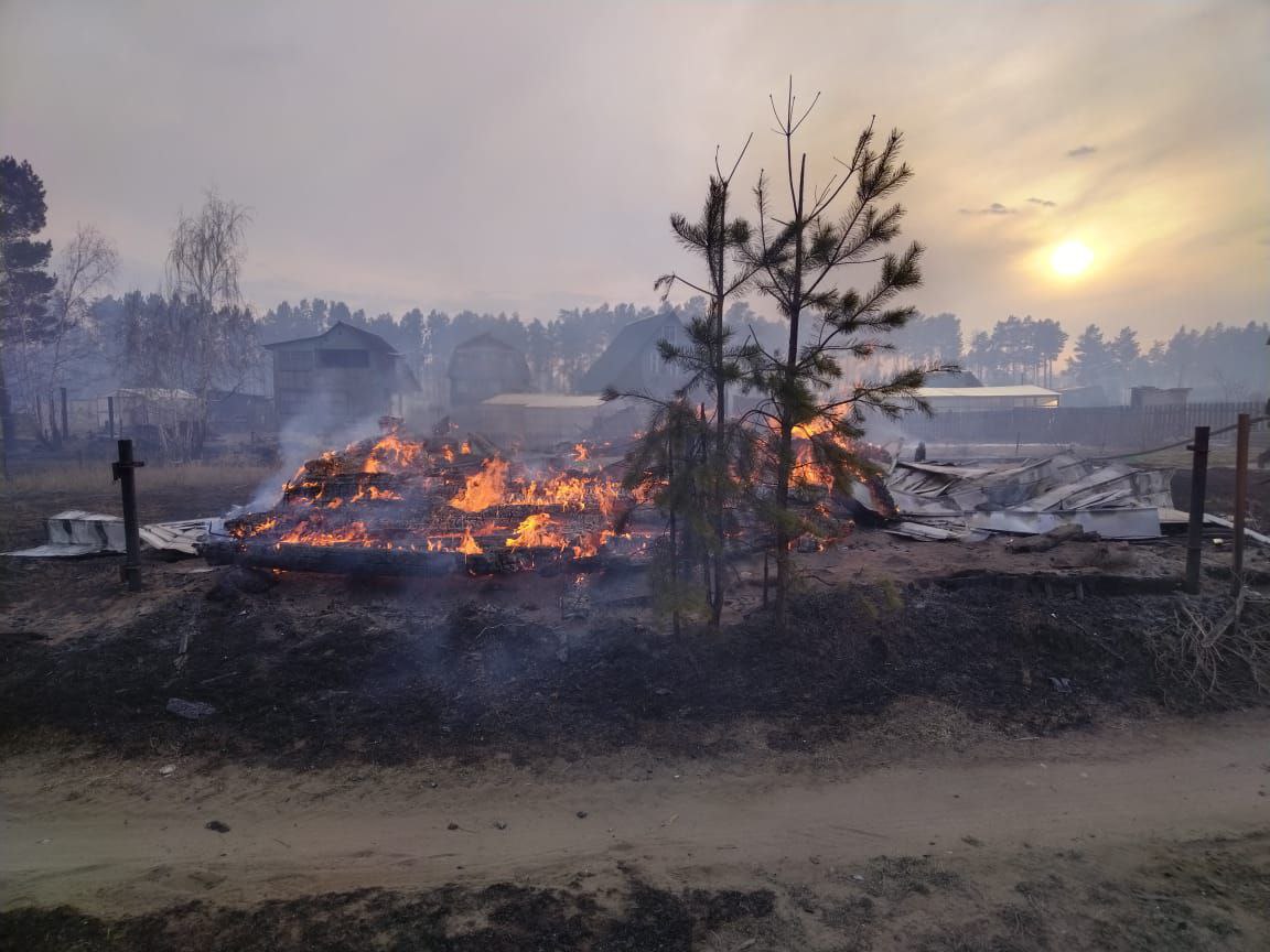 Два садоводства и детский лагерь горят в Усольском районе Иркутской области