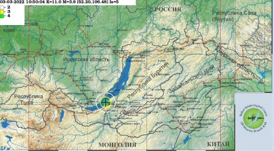Небольшое землетрясение произошло на Байкале 3 марта
