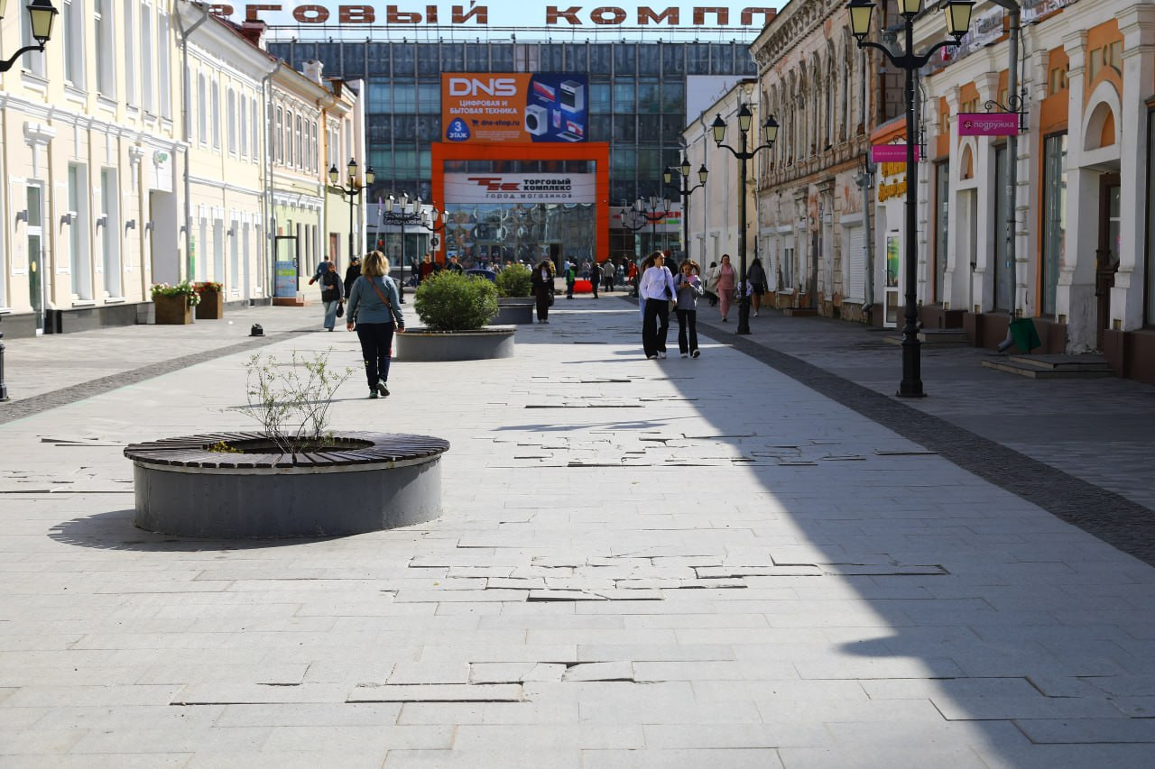 Пешеходная улица с магазинами и торговым центром