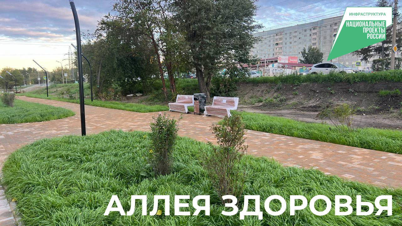 Аллея здоровья скамейки городская инфраструктура