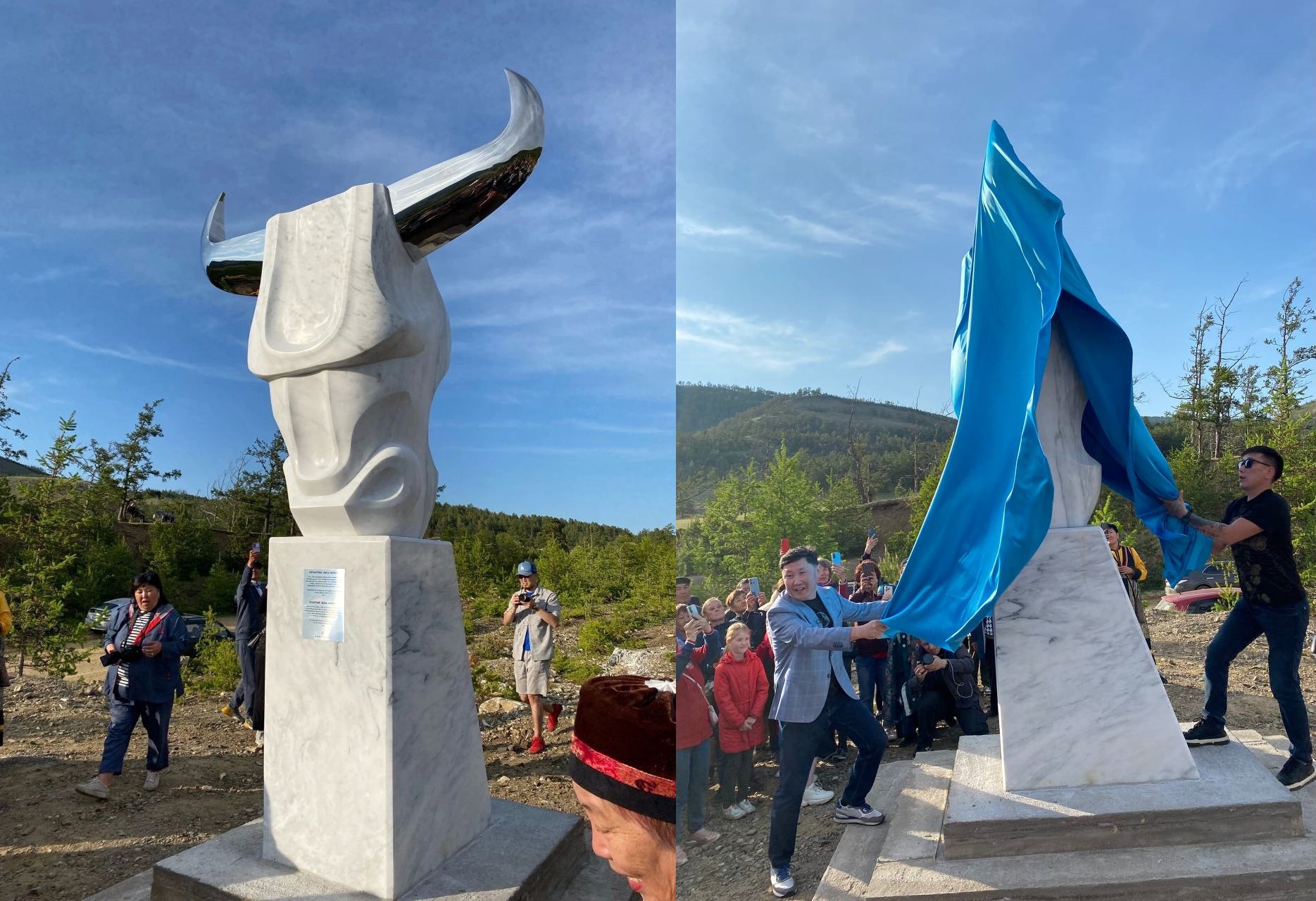 Скульптуру белого быка из мрамора открыли в посёлке Бугульдейка