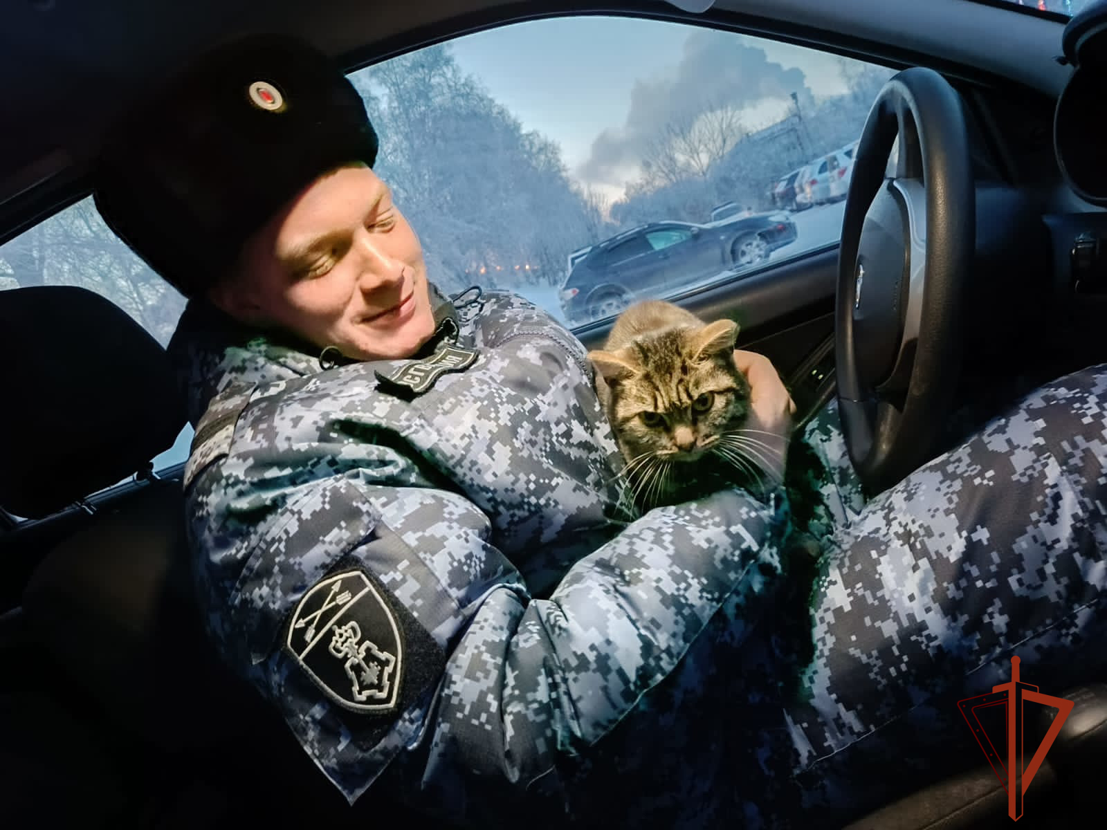 Сотрудники Росгвардии спасли в Иркутске замерзающую кошку