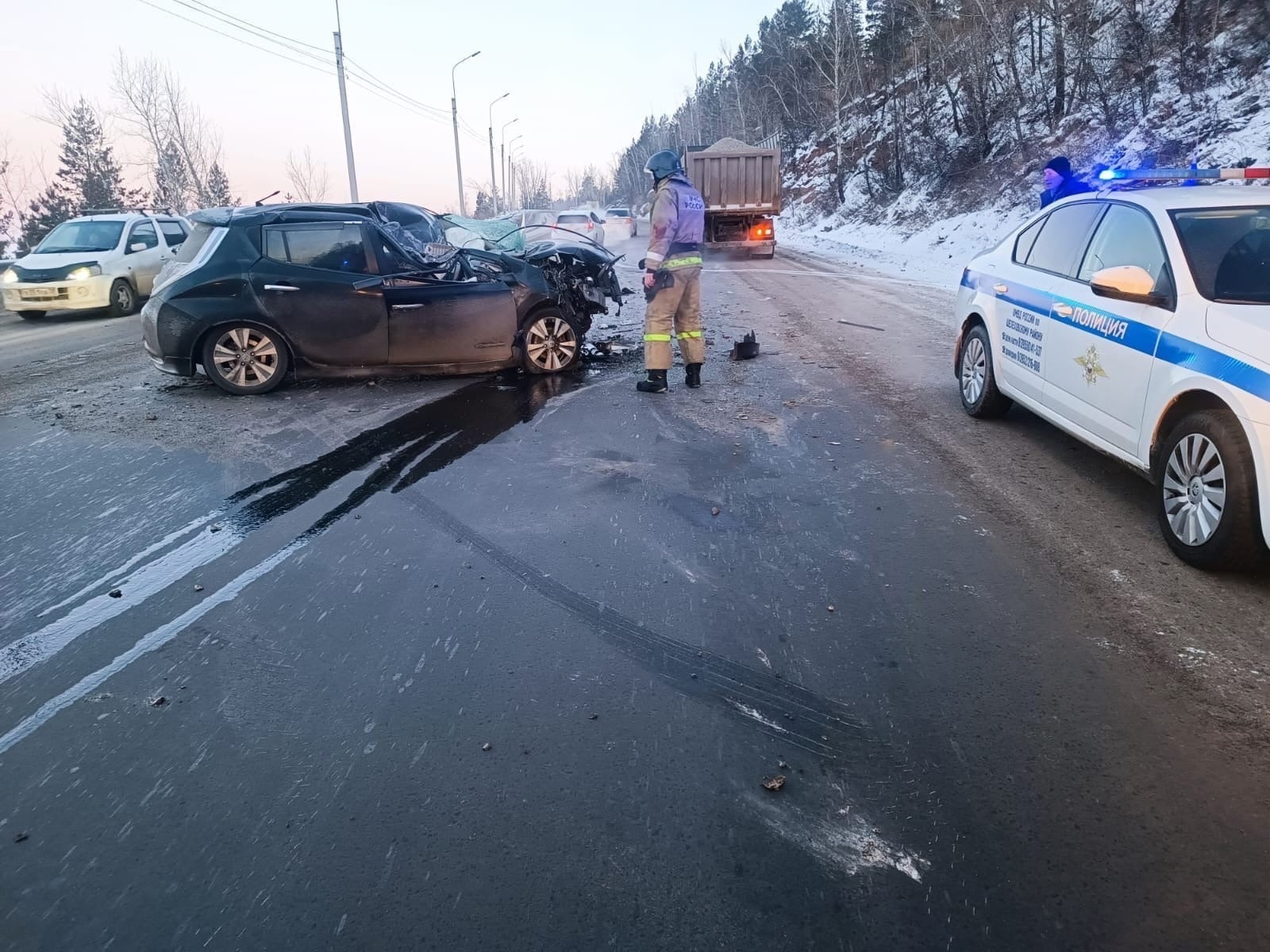 Водитель иномарки погиб при столкновении с грузовиком на Олхинской горе Иркутского района