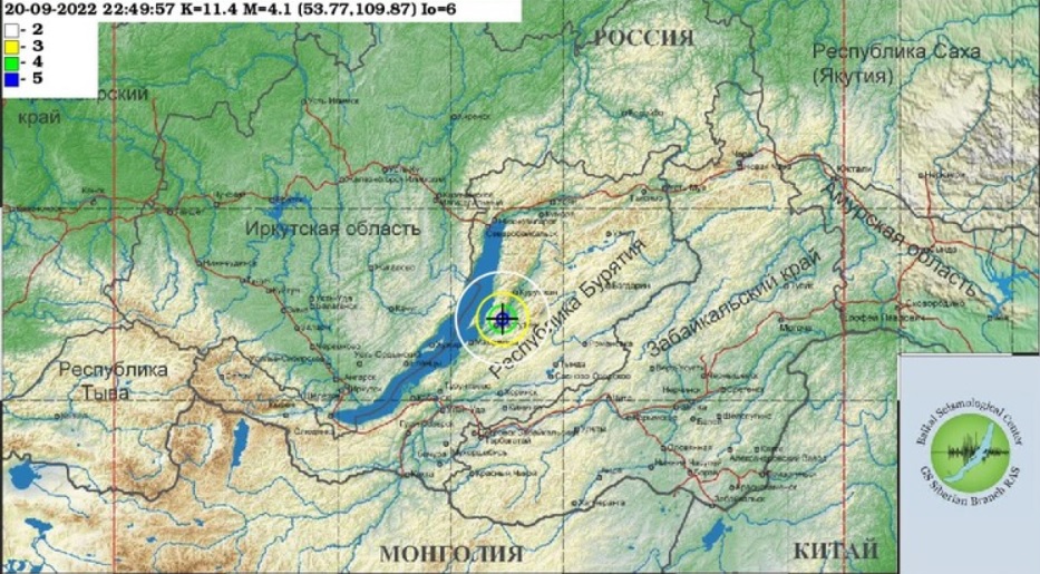 Землетрясение магнитудой 4,1 произошло на Байкале утром 21 сентября