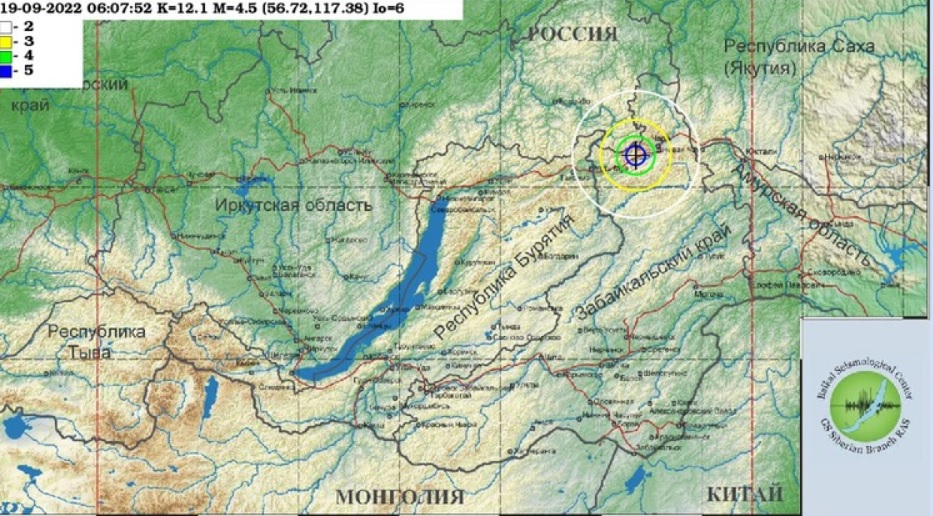 Землетрясение магнитудой 4,5 произошло в Забайкалье 19 сентября